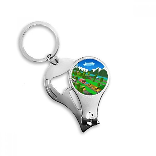 BeatChong Puzzle-Spiel ChickenGo Pixel Cartoon Schlüsselanhänger Ring Multifunktionsnagelknipser Flaschenöffner Geschenk