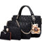 FiveloveTwo Damen 4Pcs Top Griff Satchel Hobo PU Leder Umhängetasche Handtasche Set große Tasche + Geldbörse + Schultertasche + Kartenhalter (Schwarz)