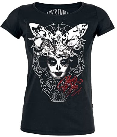 JACK'S INN 54 Rundhals Shirt - Mariposa Muerta Girlie Shirt schwarz
