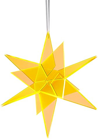 Cazador-del-sol ® - das Original | Estrella | 3D | schwebender Sonnenfänger-Stern gelb | Breite 13 cm | Höhe 13 cm