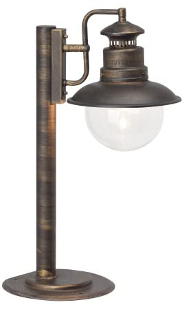 Lightbox rustikale Pollerleuchte - spritzwassergeschützte Sockelleuchte geeignet für den Außenbereich - Metall/Glas Schwarz Gold - 53cm Höhe