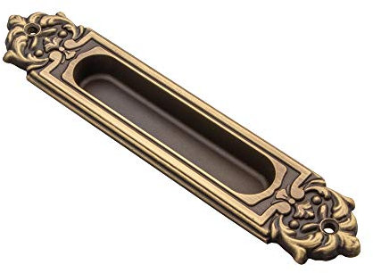 JUVA Poignee Coquille Porte Coulissante | RELIKT | 165 x 35 mm | 1 Pièce - Poignée de meuble antique avec vis | Laiton Bronze Bruni | Poignée ovale porte coulissante | Poignée coquille style rustique