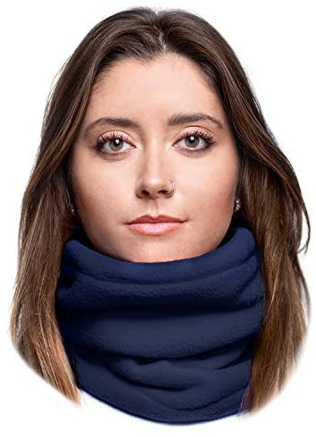 Karl Loven Damen Loop Schal Hals wärmer Herren Schnalle Winter Fleece Futter Unisex warme Hut Maske - Sport Ski Motorrad Fahrrad Snowboard Wandern Navy blau