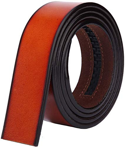 Nelbons Herren Gürtel Ratsche Automatik Gürtel für Männer 35mm Breit Ledergürtel, Ohne Schnalle (rot N3, Länge 130cm Geeignet für 30-43 taille)…