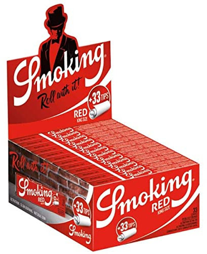 SMOKING 17388 RED Plus Tips-King Size-24 Hefte je 33 Blatt, Papier
