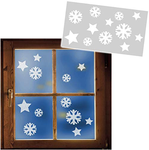 alles-meine.de GmbH große XL Schablonen Vorlage - z.B. für Schneespray - 12 Schneeflocken & Sterne/Weihnachten - 50 cm - für Fensterbilder Fenstersticker - z.B. für Fenster und..
