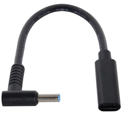 JSER Câble de charge USB-C femelle de type C vers alimentation DC 4,5 x 3,0 mm PD DC 20 V 65 W compatible avec ordinateur portable 18-20 V (4,5 x 3,0 mm)