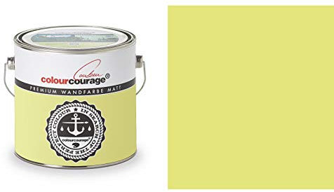 Hossi's Wholesale 2,5 Liter Colourcourage Premium Wandfarbe Bergamot Squeeze Gelb Grün | L719778603 | geruchslos | tropf- und spritzgehemmt