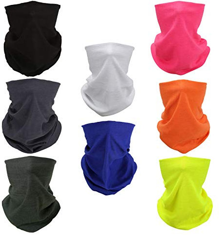 SMEHCF 8 Multifunktionstuch Gesichtsmaske Motorradmaske Sportmaske Sturmmaske Maske Halsmanschette Schal Bandana für Damen Herren Reine Farbe Neon Gelb Rosa Orange Weiß Schwarz Blau Grau Armee Grün