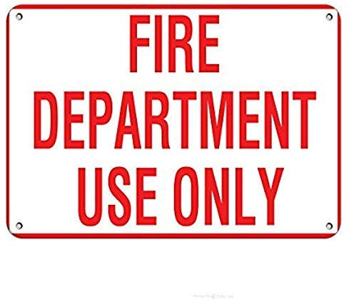 Panneau d'avertissement de sécurité en aluminium avec inscription « Fire Department Use Only » - Grande taille - 20,3 x 30,5 cm