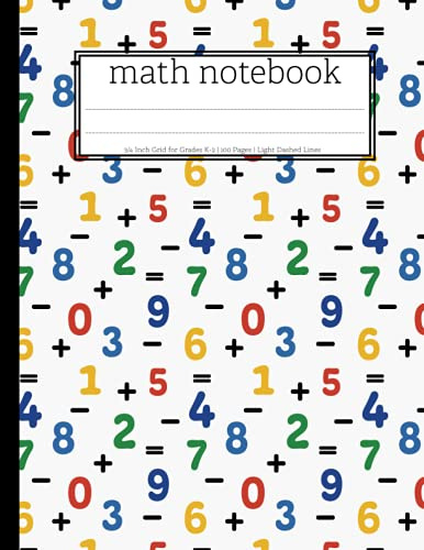 Math Notebook: ¾ Inch Large Grid Graph Paper Composition Notebook for Elementary Grades K-2