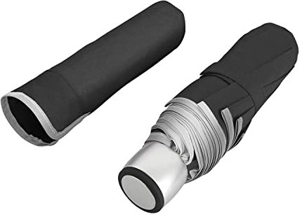 Reflektierender Kinderschirm Schwarz - Regenschirm Taschenschirm Windfest Stabil mit Reflektor für Hohe Sichtbarkeit - Manueller Minischirm Sturmfest Mädchen Jungen - Durchmesser 98 cm (Schwarz)