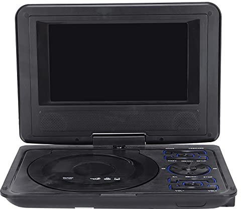 Mini Lecteur DVD Portable de 6,8 '', avec écran Panoramique LCD HD Pivotant à 270 °, Prise en Charge de la Carte USB/SD/Sync TV et de Plusieurs Formats de Disque, pour Les Enfants(Le Noir)