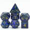 World of Dice - Lapislazuli Edition - edles Würfelset aus echtem Schmuckstein, 7-teiliges Würfelset für RPG, Pen and Paper, DND, DSA, D4 bis D20
