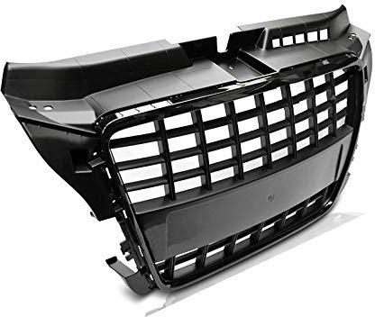 Parrilla delantera compatible con Audi A3 2008 2009 2010 2011 2012 Sportback 3 puertas 5 puertas parrilla central delantera Sport GV-66 rejilla de malla de panal deportivo negro brillante