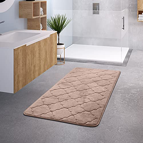 TT Home Badezimmer Badematte Duschmatte rutschfest Waschbar Memory Schaum Stein Muster, Farbe: Beige 4, Größe:60x100 cm