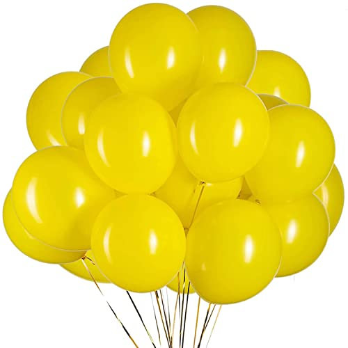 50 Stück 12 Zoll Luftballons Gelb, Gelb Latex Helium ballons für Party Deko(Ø 30 cm)