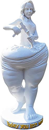 MOHOWIN Statue Abnehmende Göttin Wohnzimmer Skulptur, Fat Lady Figur Modell Fitness Yoga Heim Schreibtischen Dekoration Handgemacht Schlafzimmer Studio Gym Handwerk Figuren Wohnkultur (Weiß)