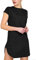 Fashion Star Womens Curved Hem Turn Up Cap Sleeve Tunic T-Shirt Mini Dress Plain Black S/M (UK 8/10)