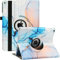 Funda giratoria para Funda de 9ª generación 2021 / iPad de 8ª generación 2020 / 7ª generación 10.2 Pulgadas 2019, rotación de 360 Grados con función de Apagado y Encendido automático (mármol Azul)