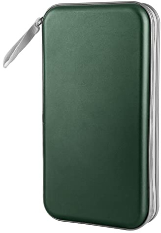 CD Case, Siveit DVD Case Holder 96 Capacity Hard Plastic CD DVD Disc Cases Storage Binder Wallet for Car Home Office Travel (Dark Green)