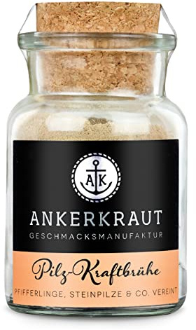 Ankerkraut Pilz-Kraftbrühe Gewürz, 100g im Korkenglas, für Suppe und Brühe, Ohne Geschmacksverstärker, Einfach Lecker Selber Kochen in Premium Qualität