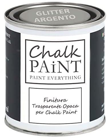 Acabado Transparente GLITTER ARGENTO 250 ml: Haz brillar tu trabajo - Extra Resistente, específico para Chalk Paint y superficies porosas en general