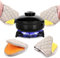WDEC 2 Pcs Mini Oven Mitts Heat Resistant Non-Slip Neoprene Silicone Cotton Gloves with Hanging Loop for Microwave and Oven, Short Kitchen Hot Pot Oven Gloves to Protect Fingers(Yellow+Orange)