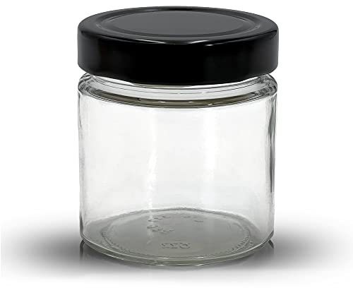 Apoidea – Honiggläser 250g mit DEEP Twistoff Deckel in Schwarz 48 Stück/Honiggläser 250g mit Deckel/Honigglas und Einweckglas Deepglas/Hochwertige Honig Gläser für Ihren eigenen Honig