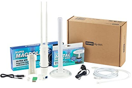 KUMA My WiFi Antenne Booster Kit - 12v 600 Mbps Dual Band 5GHz 2,4GHz Hotspot Wi-FI - Amplificateur de Signal Antenna sans Fil pour Maison Bureau Bâtiment - Répéteur Routeur Point d'accès AP Mode