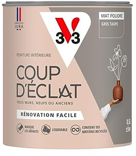 V33 Peinture murale intérieure Coup d'Éclat® Gris taupe Mat Poudré 0,5L