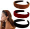 EUDUQ 3 cerchietti per capelli da donna, imbottiti, in tessuto di velluto, stile retrò, vintage, per donne e ragazze (nero/bordeaux/marrone)