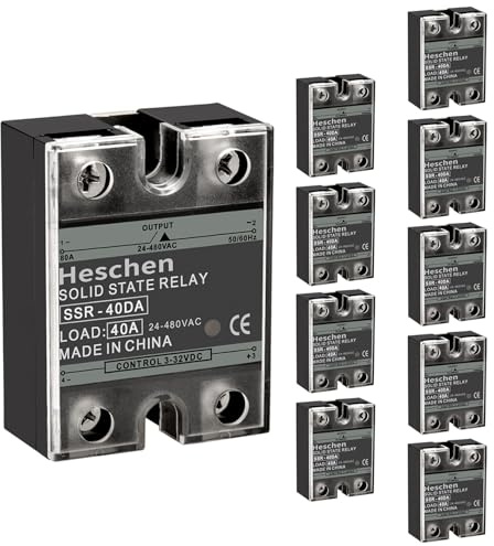 Heschen Einphasiges DC/AC-Halbleiterrelais, SSR-40DA, Eingang 4-32VDC, Ausgang 24-480VAC, 40A 50-60Hz (10)