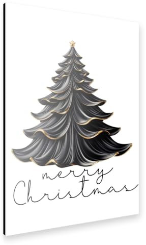 artboxONE Alu-Print 150x100 cm Schwarzer Weihnachtsbaum von Künstler Tanya Kart