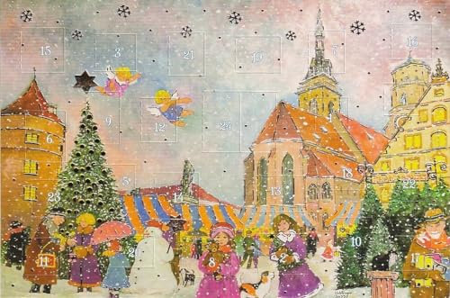 Nostalgische Adventskalenderkarte Stuttgart Weihnachten Doppelkarte