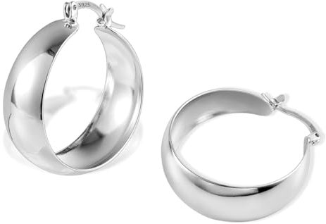 ALEXCRAFT Breit Ohrringe Große Creolen Silber 925 Damen Geschenk für Frauen Freundin Mama Mädchen