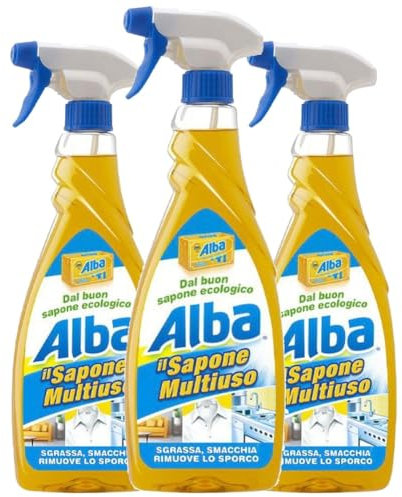 3 x 750 ml Alba Sgrassatore Sapone Multiuso Spray Ecologico Sciogligrasso, Promo Pack