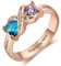Damenring mit Gravur 925 Sterling Silber Personalisierter Ring mit Edelstein und Name, Herz Cubic Zirkonia, Damenschmuck, Muttertag Weihnachten Geburtstag Geschenk (rose gold, 54(17.2))