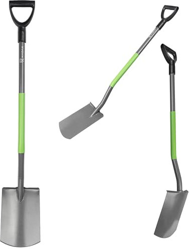 KADAX Pala de jardín con mango en D, pala resistente para jardín, pala de jardín con mango, pala de acero, herramienta de jardín funcional (rectangular)