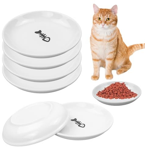 Galerie SV 6 Stück Futternapf Katze - Katzen Napfset - Katzennapf Keramik - Katzennapf ErhöHt - Napf Katze - Katzen Fressnapf - ErhöHter Futternapf Katze - Weiss (Fishbone Pattern)