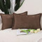 Madizz 2er Set Fransen Chenille Schlicht Zierkissenbezüge Modern Kissenbezug Kissenhülle Sofakissen Lendenkissen für Sofa Schlafzimmer Braun 40x80 cm