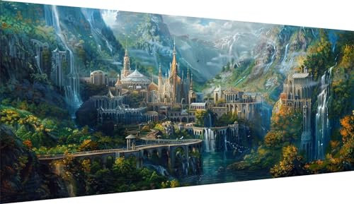Landschaft Diamond Painting XXL 100x200cm,Diamant Painting Bilder Schloss Diamond Painting Erwachsene Mosaikherstellung,Full Eckige Steine Crystal Strass Stickerei Diamant kunst,Deko wohnzimmer WE1185
