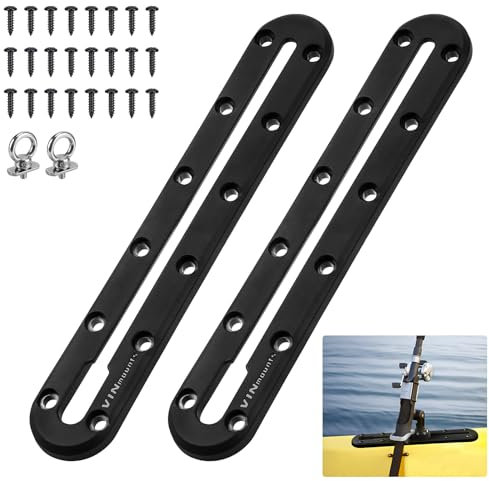 homdat 2 Stück Kajak Rutschen Gleis Schienen Halterung, mit 2 Kajak Ringhaken, Kajak-Halterung für Rutenhalter, Clip, Schienenhalterung, Kajak Zubehör für Motorboote, Kajaks, Kanus (26.8cm)