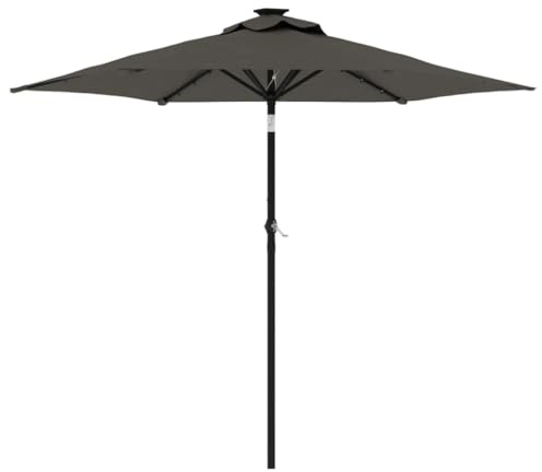 vidaXL Sonnenschirm, Gartenschirm mit Stahlmast, Strandschirm Marktschirm mit Kurbel Kippbar, Balkonschirm Kurbelschirm Schirm, Anthrazit