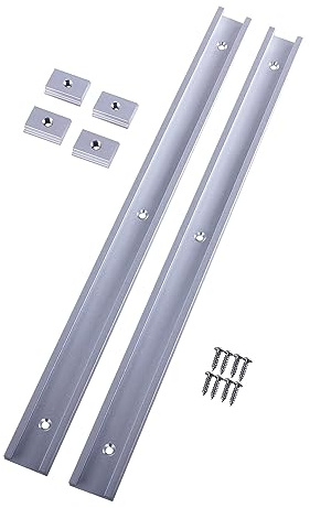 SUKITMISO 2 Stück T-Schiene 400mm T-Schienenrampe aus Aluminiumlegierung, T Track 400mm mit 8 Stück selbstschneidenden Schrauben und 2 Stück M8/M6 Schiebern für Tischsäge Router Holzbearbeitung