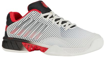 K-Swiss Herren Hypercourt Express 2 Carpet Tennis Shoe, Bright White/Stretch Limo/High Risk Red, 43 EU