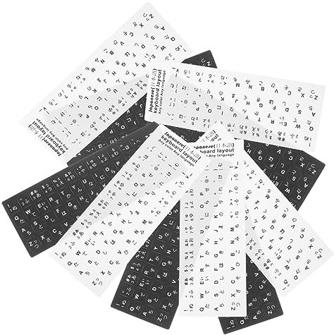 SECFOU 10Pcs Japanese Keyboard Stickers PVC Replacement Decals for Laptop and Desktop Keyboards Splashproof with Backgrounds Easy to Apply and Remove Enhance Typing Efficiency