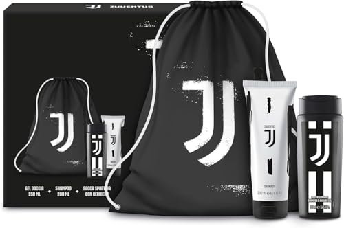Juventus Geschenkset – Dusch-Shampoo 250 ml + Shampoo 200 ml + Schuhbeutel – praktisches und sportliches Set