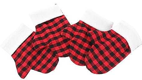 PRETYZOOM 4 Pièces à Couverts Sacs D'argenterie Pochette à Couverts De Table Porte- à Carreaux Rouges Housse De Protection Pour Porte- Chiffon
