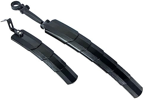 Ausziehbar Schutzbleche Mountainbike [26-27,5 Zoll] - Einstellbarer Winkel, Vorne 37x6,5 cm, Hinten 43x7,5 cm, MTB SKS Rennrad Fahrrad Gravelbike Schutzblech Mudguard Zubehör (Schwarz)